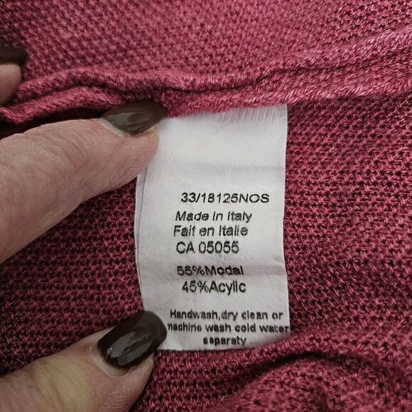 M Made in Italy Knitted 3/4 Sleeve Dusty Rose Pullover V-neckSweater Size L - Picture 7 of 8